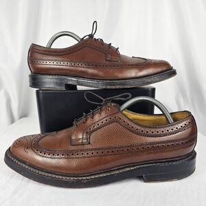 Vtg Florsheim Imperial 97625 Size 8.5 D V-Cleat 5 Nail Wingtip Brown Pebbled
